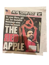 New York Post Newspaper Mamdani  Wins Race For New York City Cover Page Only