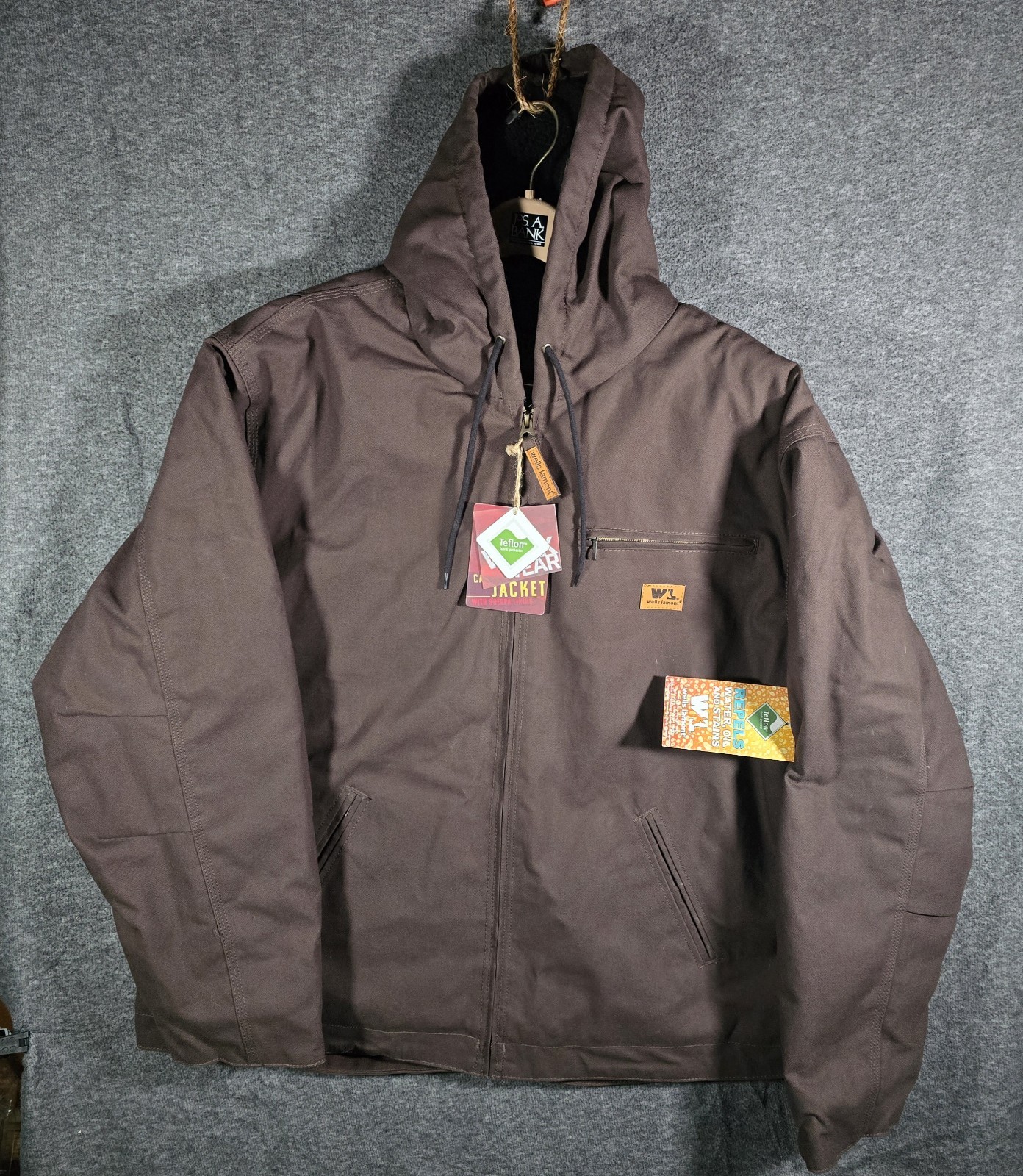 Wells Lamont Men's Canvas Sherpa Lined Jacket Hood Size XXL Brown Carhartt New