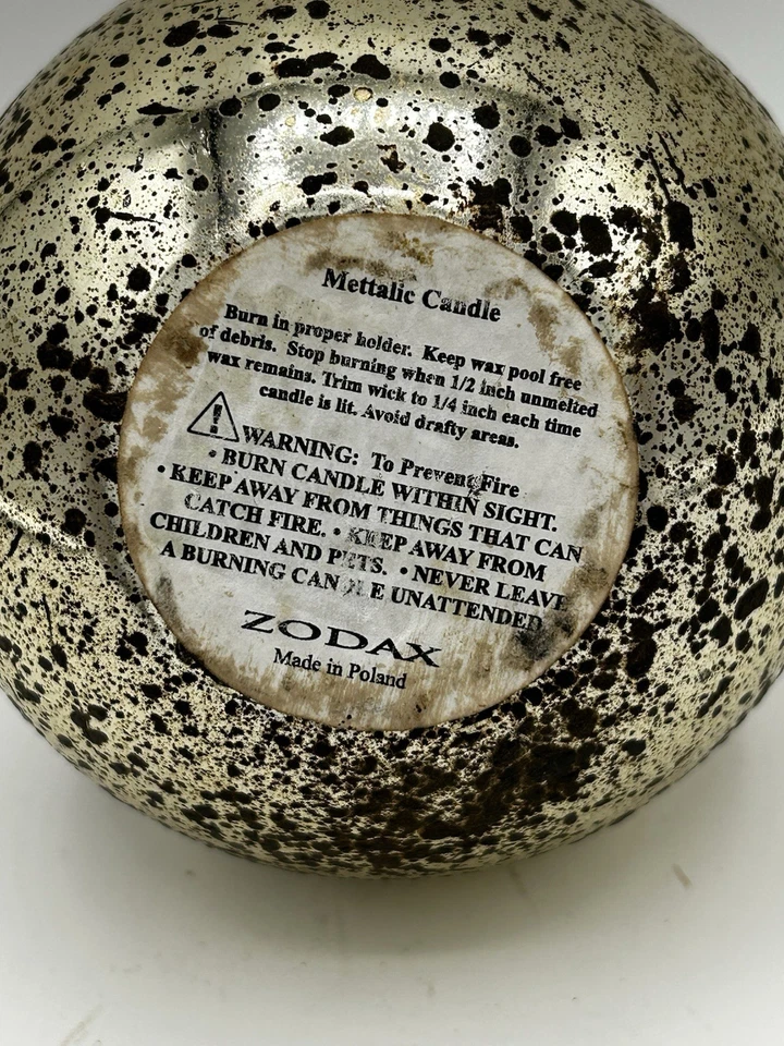 Vela bola esfera metálica brillante Zodax vintage dorada antigua 4” 36 horas de combustión NUEVA Foto 3 de 4