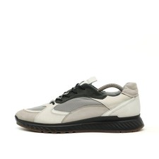 Ecco Herren Sportlicher Sneaker Grau Schwarz Leder Mesh Low-Top Freizeit EU 42