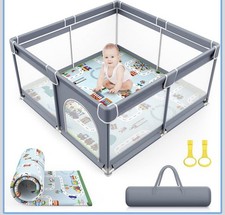 Vancle Baby Playpen with Mat 127cm x 127cm, for Babies and Toddlers
