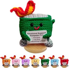 Emotional Support Dumpster Fire - Positive Crochet Birthday Valentines Gifts for