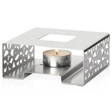 St&ouml;vchen Teew&auml;rmer Kannenw&auml;rmer Edelstahl Silber Quadratisch Teelicht 12cm