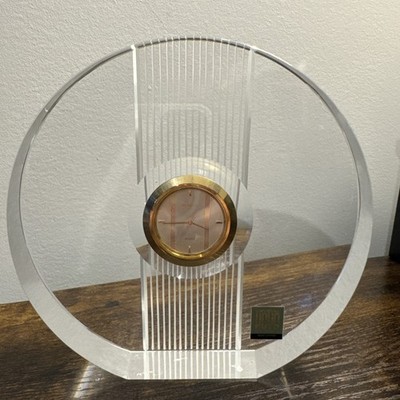 Bulova Hoya Crystal Desk Clock Gold Tone Quartz Modernist Japan