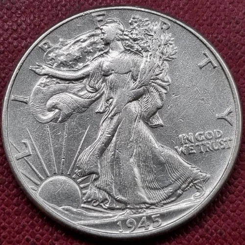 1945 Walking Liberty Half Dollar 50c Silver Higher Grade AU - UNC #95143
