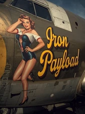 15×20 Photo - Nose Art WWII “Iron Payload” - Vintage Marine Pin-Up - 50