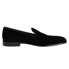 DOLCE & GABBANA Shoes Black Velvet Slip On Loafers Men Formal EU40 / US7 1050usd