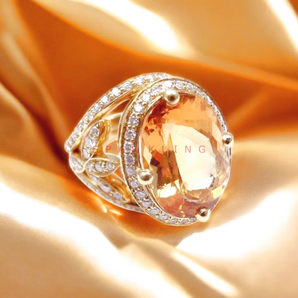 Piedras preciosas de citrino de corte ovalado con anillo de plata de ley 925 para hombre #E14 Foto 2 de 4