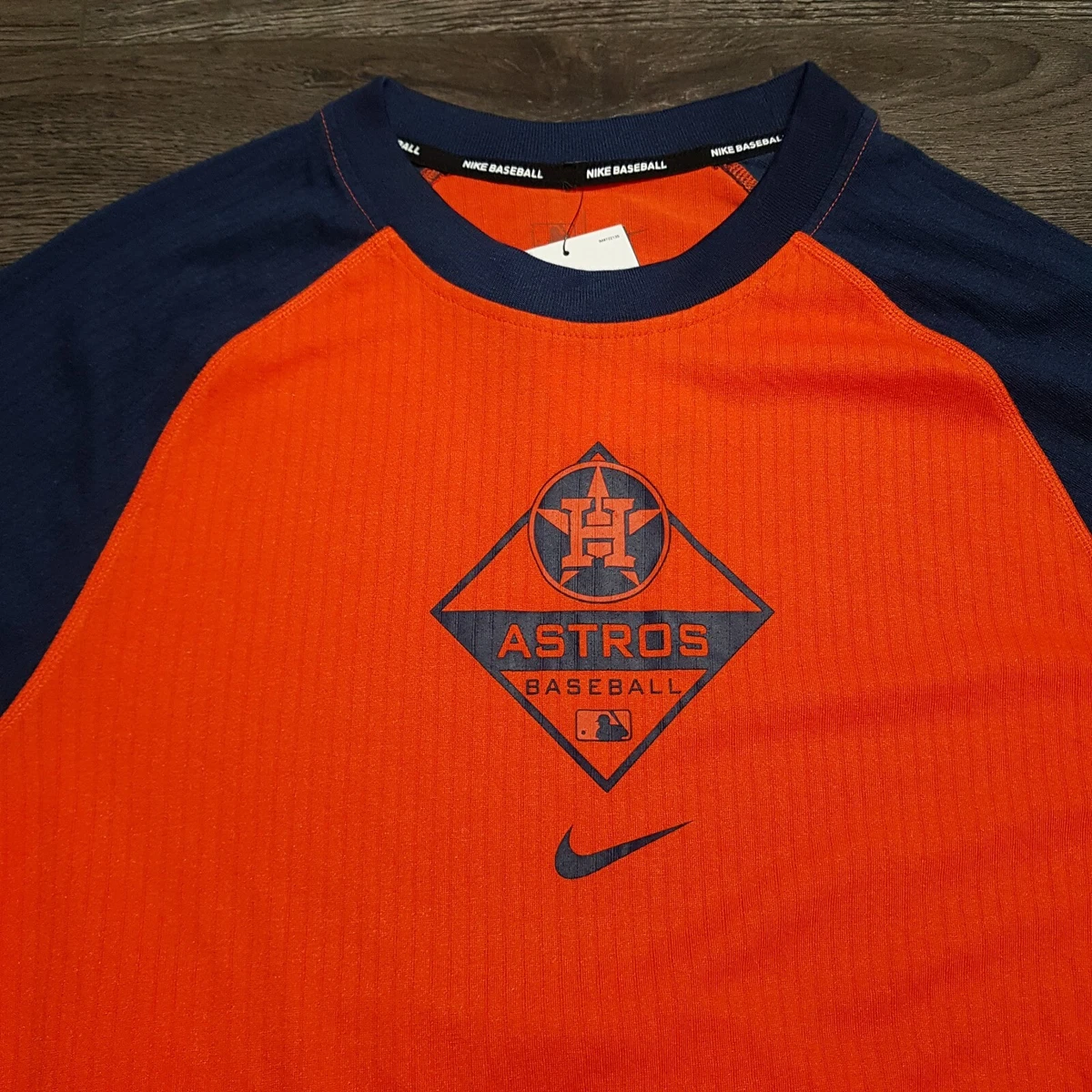 NIKE Houston Astros Authentic On Field Dri Fit Long Sleeve Shirt Mens MEDIUM
