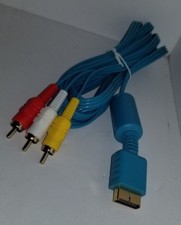 NEW 10 Foot BLUE Pro AV Audio Video cable With Gold Tip for Playstation 1 2  3