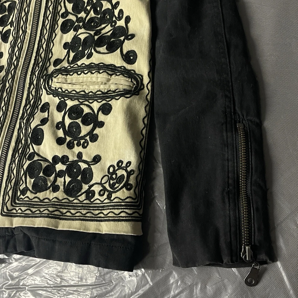 Chaqueta bordada Free People Stitched Quills para mujer talla XS negra tostada BoHo. Foto 3 de 4