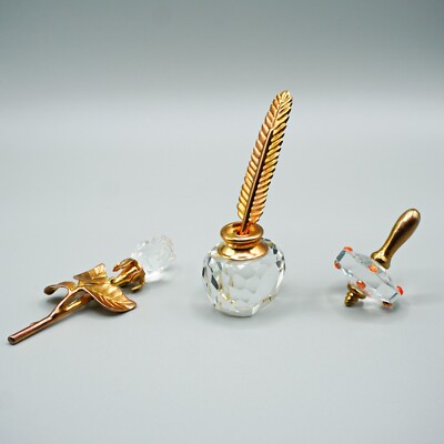 Antique Set: Inkwell, Quill, and Paperweight