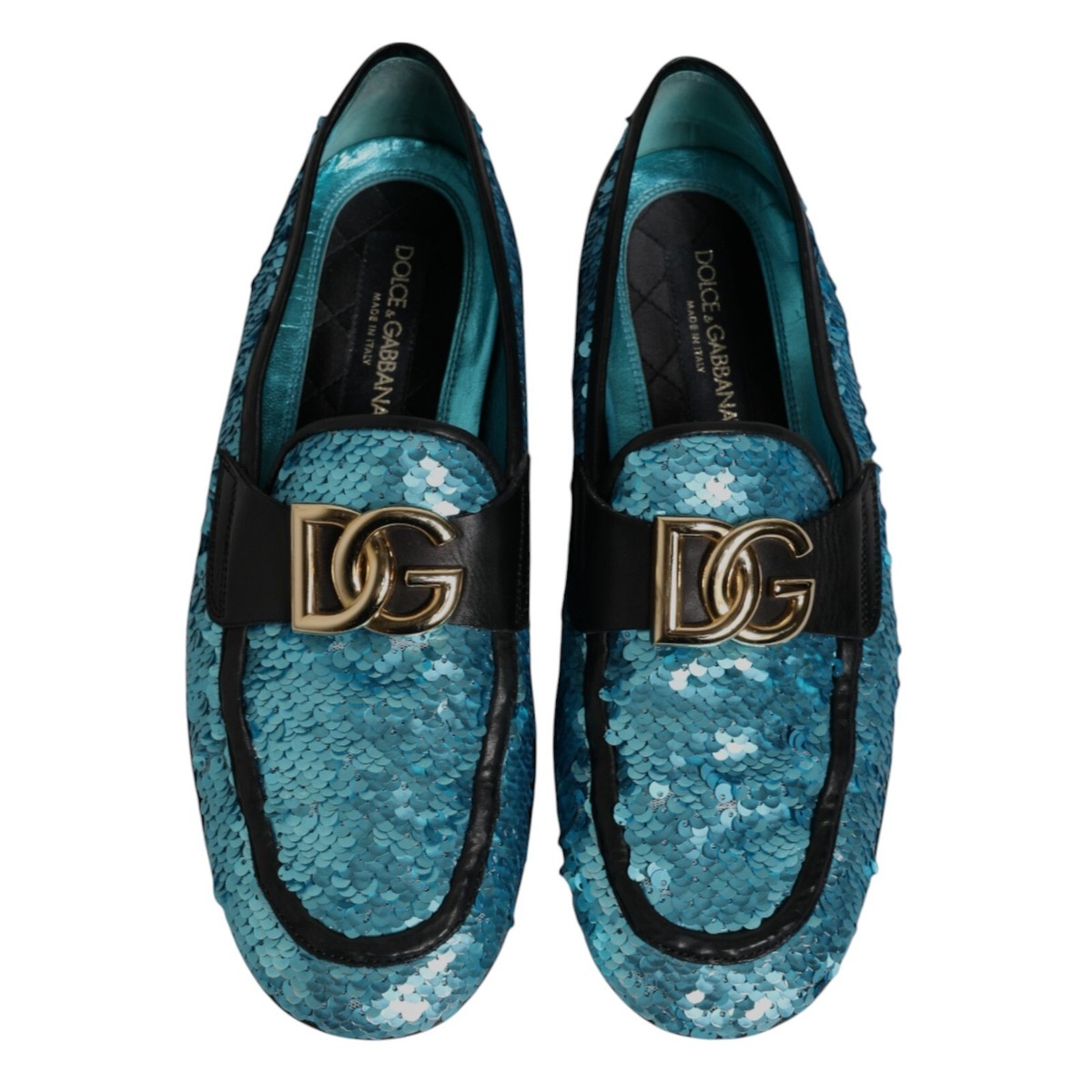 Dolce & Gabbana Blue Sequined Loafers Formal Dress Men\'s Shoes DOLCE & GABBANA Shoes Blue Sequined Loafers Formal Dress Men  main image 3