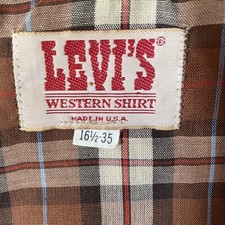 LEVI'S Western Shirt VTG 70's-80's Pearl LAID Rockabilly Sz 16.5x35 Made In USA
