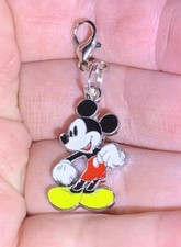 Silver Mickey Mouse Charm Zipper Pull  Keychain Add On Clip 