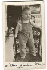 RPPC Postcard Little Boy Dressed Overalls c. 1900s