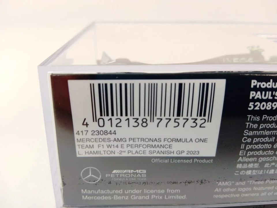 Minichamps Mercedes F1 W14 #44 Lewis Hamilton 2nd Spanish GP 2023 1/43 417230844 - Immagine 3 di 3