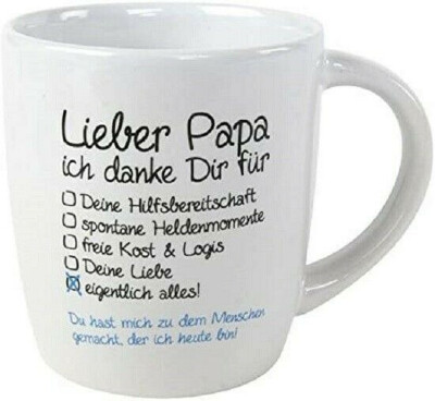 1x Tasse Kaffeebecher Teetasse Kaffeetasse ''Lieber Papa - ich danke dir ...''