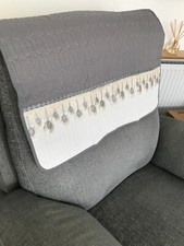 Breiter Stuhl Rücken Armbezug X 1 Antimakassar GESTEPPT Sofa Sessel 90 x 70 cm GRAU