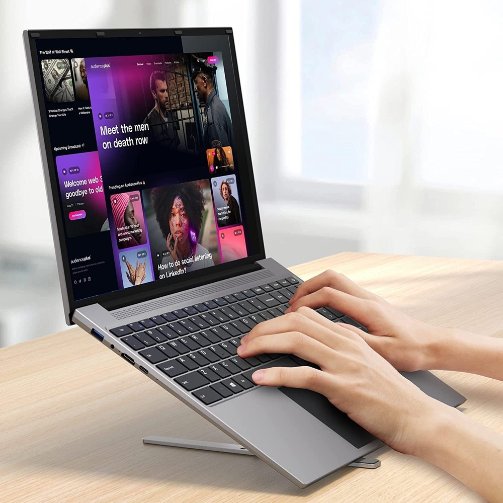 Adjustable Silver Laptop Stand for Desk - Ergonomic Riser