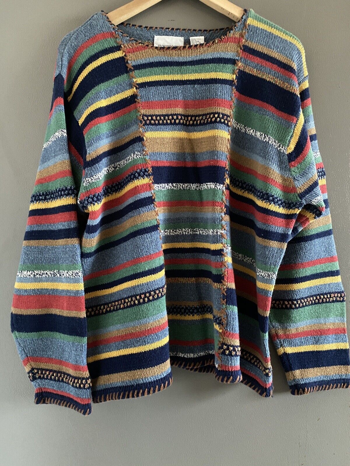 Stonybrook Vintage multi-color boho knit sweater … - image 1