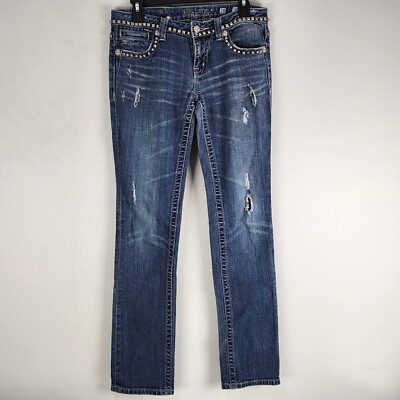 Miss Me Denim Jeans Size 28 Distressed Straight (Measures 30x33)