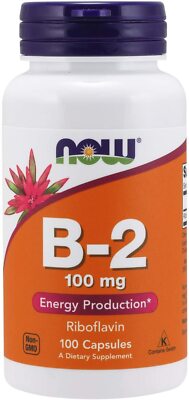 NOW FOODS, VITAMIN B-2 Riboflavin Energie 100mg 100 Veg. Kapseln SUPER PREIS