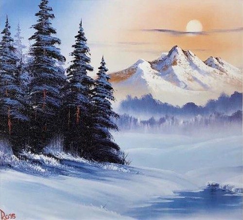 Bob Ross "Snow Blanket" Happy Trees CUSTOM FRAMED ART Nature Print Palm Wave - Picture 2 of 3