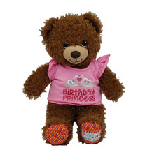 Build A Bear Happy Birthday Bear Pink Princess Shirt Sewn Eyes Plush Teddy Toy