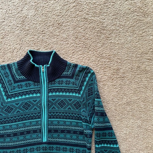 Eddie Bauer Sweater Womens Small Half Zip Mock Neck Pullover Fair Isle - Picture 4 of 11
