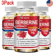 3 Packs Berberine 1200mg High Absorption For Blood Sugar Immune 3 Months Supply