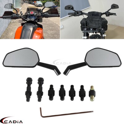 Black Rearview Side Mirrors L&R For Harley Honda Suzuki BMW R18 Yamaha ...