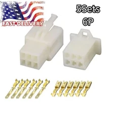 6.3MM 6 PIN WAY AUTOMOTIVE ELECTRICAL WIRE CONNECTOR MALE  AND FEMALE CABLE 5SET