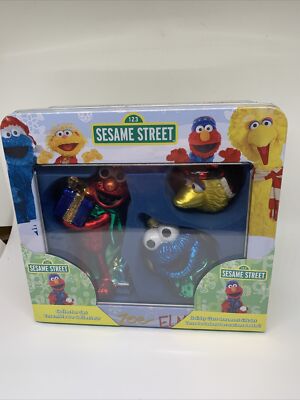 Kurt S Adler Sesame Street Mercury Glass Elmo Cookie Monster Big Bird Ornament