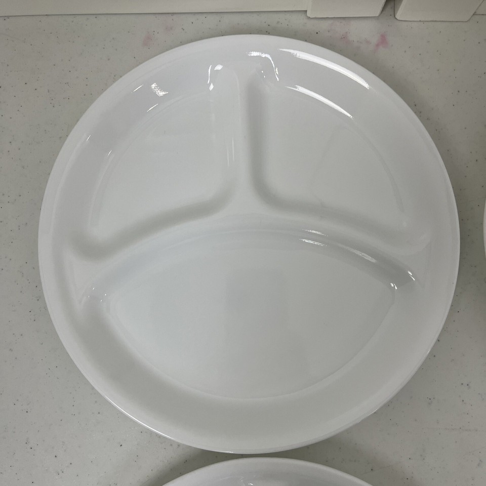 Corelle Winter Frost White Divided 3 Compartment 10.25" Dinner Plates