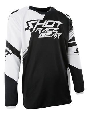 ERWACHSENE BMX DOWNHILL MOUNTAINBIKE TRIKOT SCHWARZ WEISS SCHUSSKONTAKTKRALLE