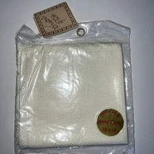 Crafter's Pride Sal-Em Cloth Ivory Fringed Bread cover 14 Count Lace 18" x 18"