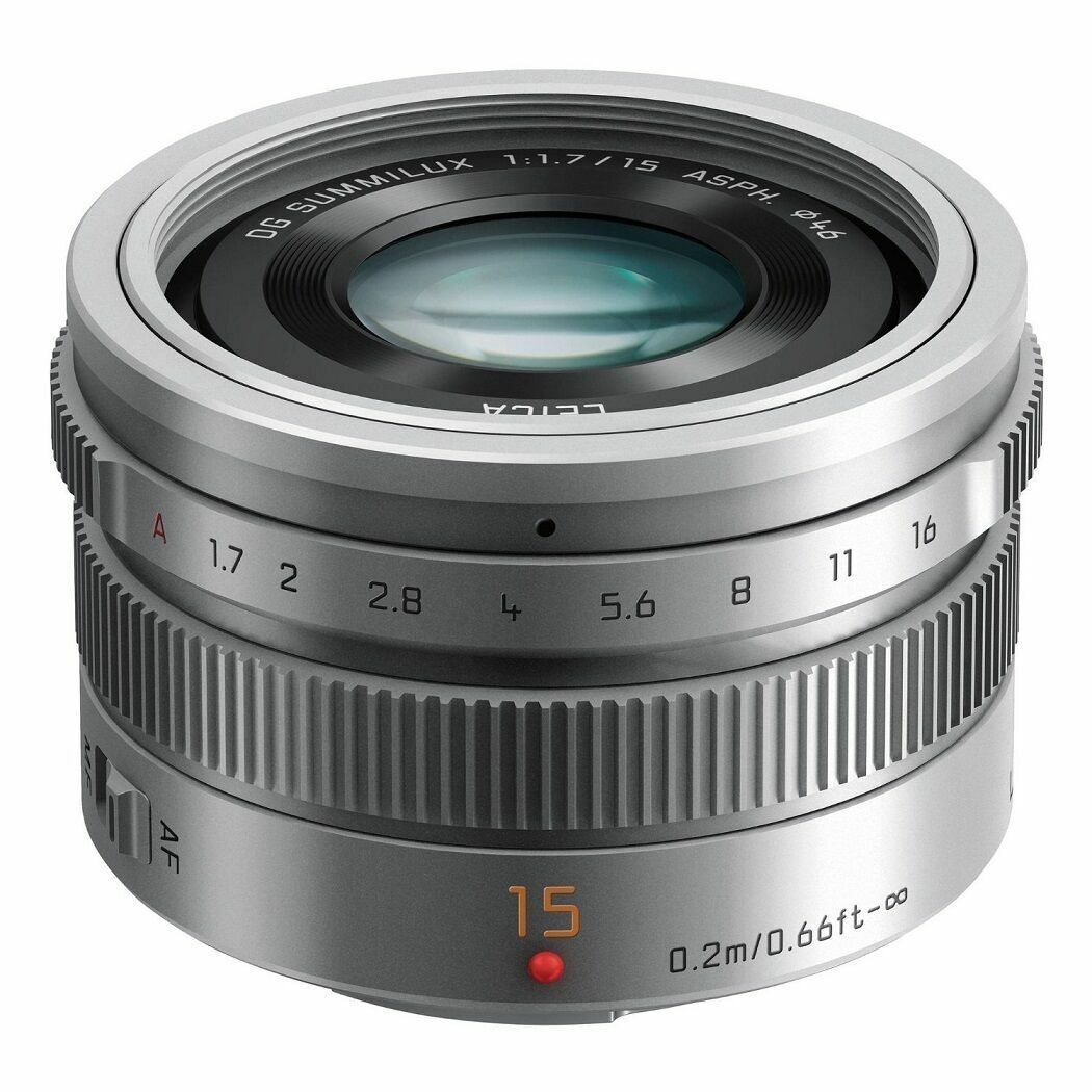 PANASONIC LEICA LEICA DG SUMMILUX 15MM F1.7 ASPH LENS H-X015 SILVER