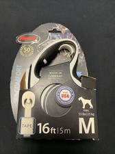 Retractable Flexi New Comfort Tape Leash 16  Size M Color White Soft Grip 55lbs