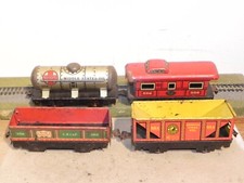 Marx O gauge Lot of 4 Freight Cars Gondola, Hopper, Tank Car Caboose