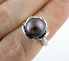 Honora Sterling Silver Cultured Dark Purple Pearl Ring 925 Size 6.25 Weighs 6.3g