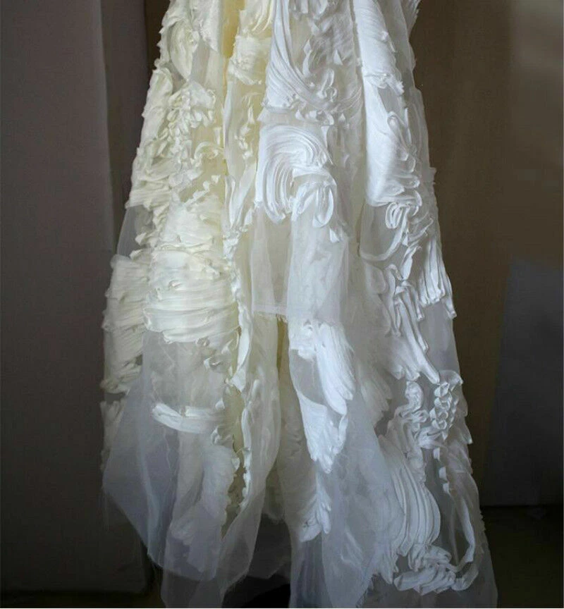 Vestido de novia de organza 3D tela relieve irregular encaje malla tul 90*135 cm Foto 2 de 4