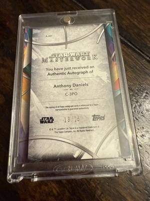 Topps Star Wars Masterwork C-3PO By Anthony Daniels Autograph Card