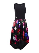 Xscape Women's Floral-Print A-line Dress (4, Black Multi)