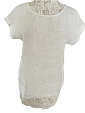 Blusa Terzo Millenio Damas Blanca 100% Lino Talla S Hecha en Italia Nueva con Etiquetas
