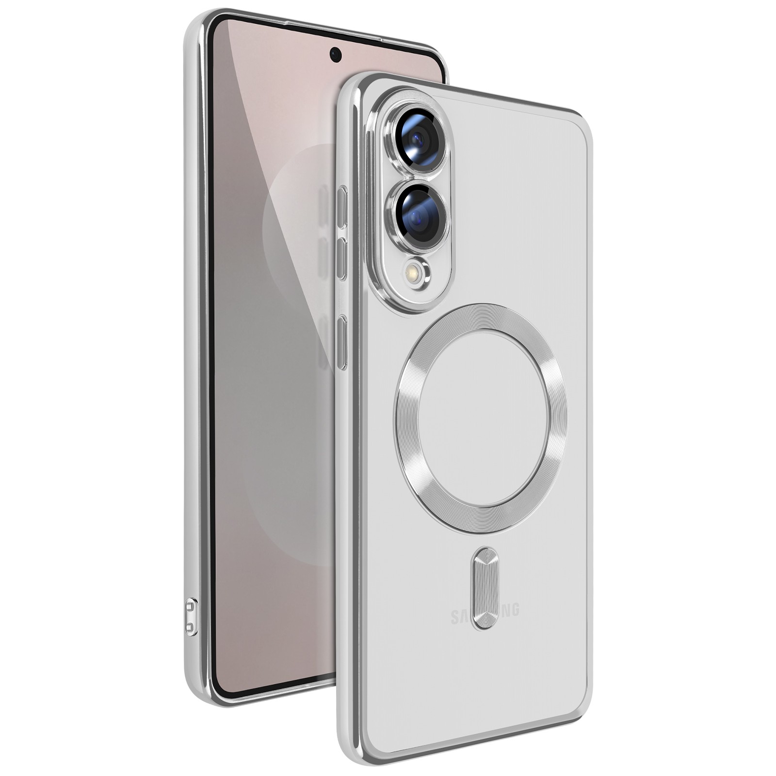 Coque Galaxy S25 Edge Avizar en silicone chrome argenté pour smartphone