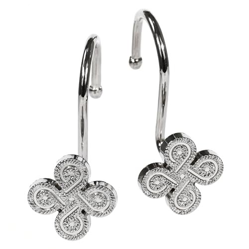 Shower Curtain Hooks Rings: Silver Rust Proof Metal Brushed 