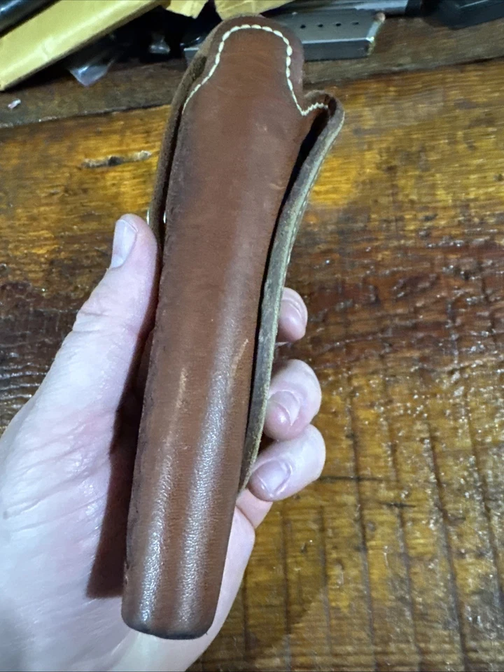 Leather Smith & Wesson S&W 22-34W RH Belt Holster Basket Weave. For K Frame 4” - Image 3 of 4