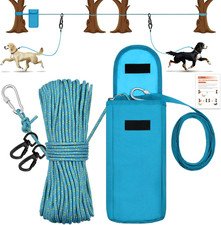 Upgraded Dog Tie Out Cable for Camping, 100FT Portable Trolley System for 2 Dogs