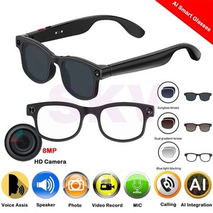 Lunettes de soleil Smart Glaces avec 8MP caméra 1080P Enregistreur vidéo AI Traduction ++